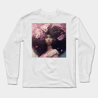 [AI Art] Cherry blossom lady with big hair Long Sleeve T-Shirt